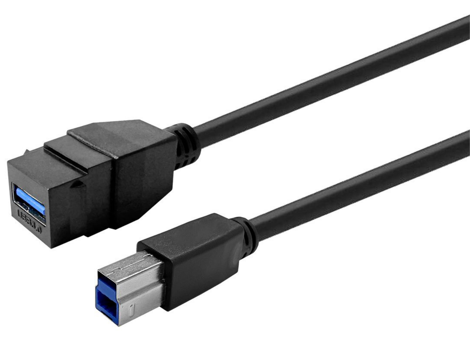 Vivolink Pro Keystone 3m USB 3.0 A-Female to B-Male Cable – Black | PROKEYUSB3AFBM3B Adapter Cables Vivolink
