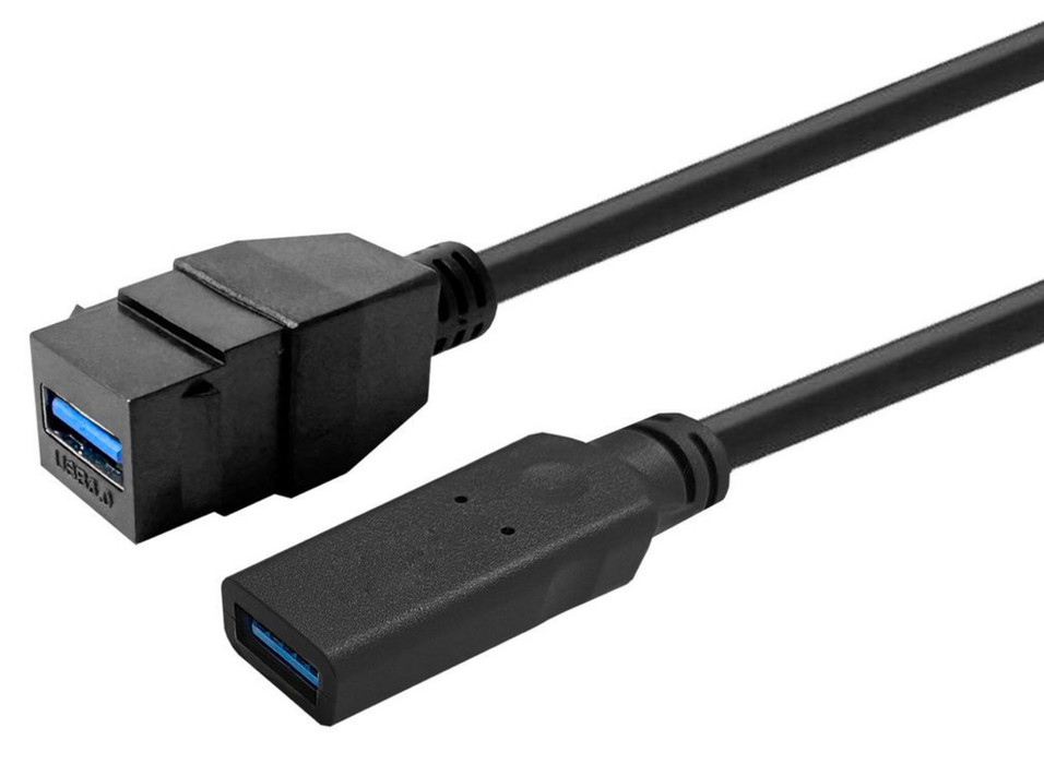 Vivolink Pro Keystone USB 3.0 A-Female to A-Female 0.2m Black Adapter Cable | PROKEYUSB3AFF0.2B Adapter Cables Vivolink