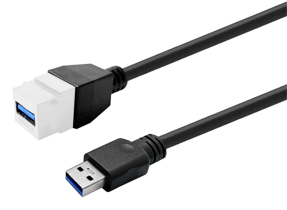 Vivolink Pro Keystone USB 3.0 A-Female to A-Male Cable 3m – White | PROKEYUSB3AFM3W USB Cable Vivolink