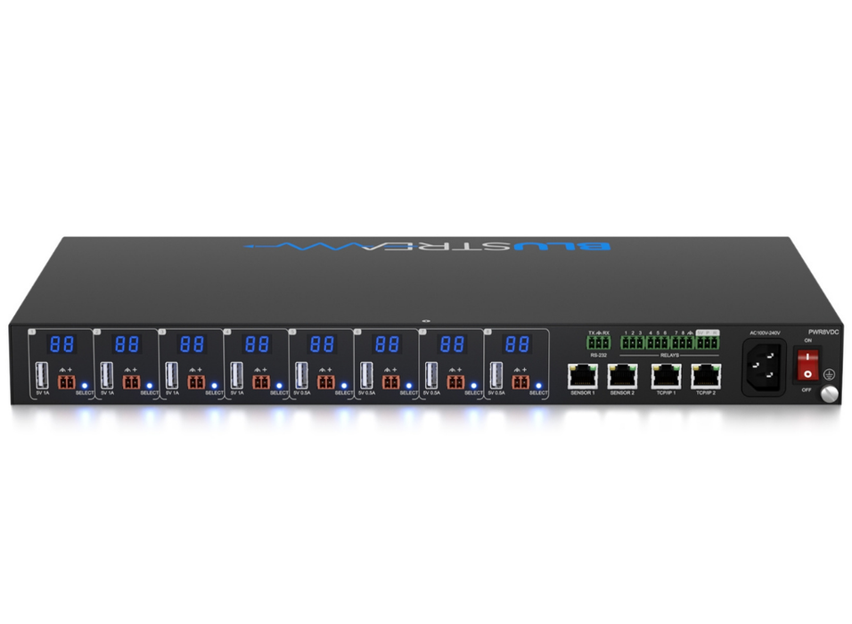 BluStream 8 Port Managed Low Voltage PDU | PWR8VDC BluStream Port Managemed BluStream