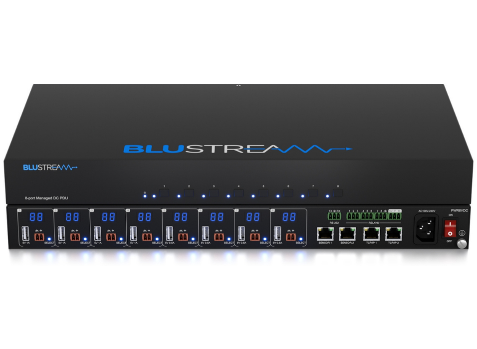 BluStream 8 Port Managed Low Voltage PDU | PWR8VDC BluStream Port Managemed BluStream