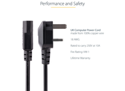 StarTech 3m UK Computer Power Cable – 3 Pin Mains Lead | PXT101UK3M Power Cable Startech