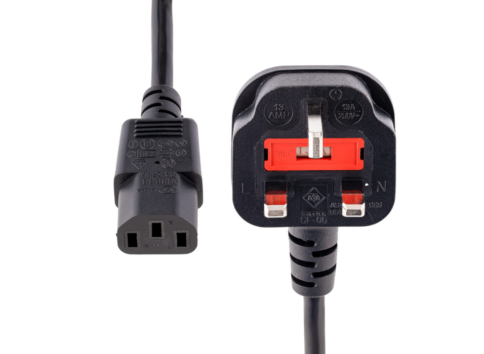 StarTech 3m UK Computer Power Cable – 3 Pin Mains Lead | PXT101UK3M StarTech Power Cable Startech