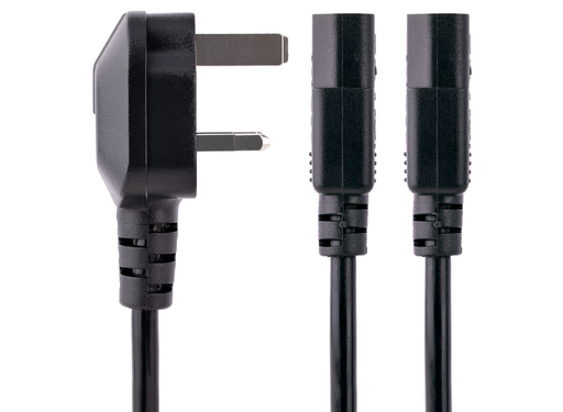 StarTech 2m Computer Power Cable - Y Splitter, 18AWG, BS 1363 to 2x C13 | PXT101YUK StarTech Power Cable Startech