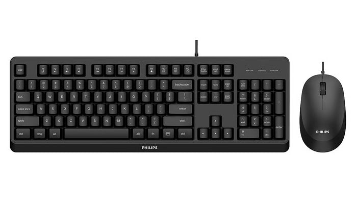 Philips Keyboard & Mouse Combo with 1200 DPI Optical Mouse, Multimedia Keys & Spill Resistance | SPT6207BL/40 Keyboard & Mouse Philips