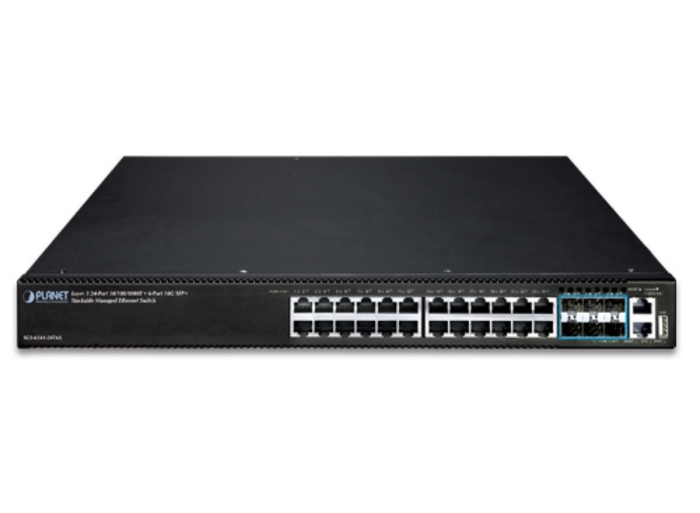 Planet SGS-6341-24T6X Layer 3 24-Port 10/100/1000T + 6-Port 10G SFP+ Stackable Managed Ethernet Switch Network Switch Planet