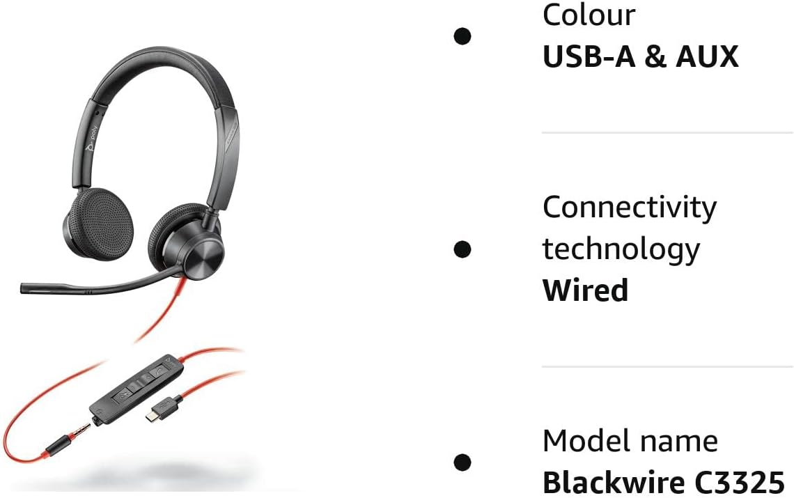 Poly 3325 Wired Black Headset Headset Poly