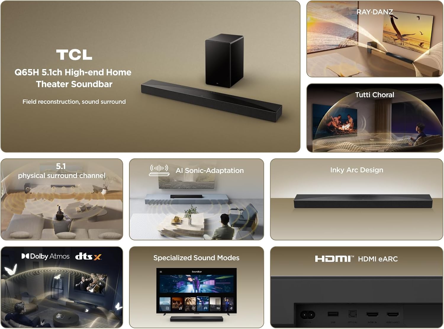 TCL Q65HK 5.1 Channels 290W Soundbar Speaker TCL