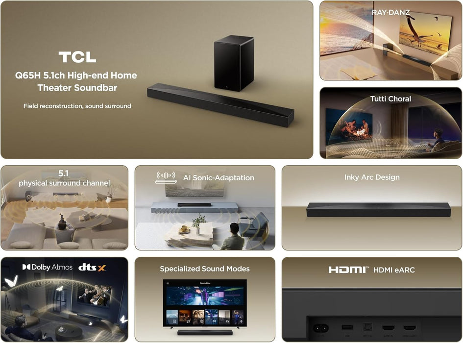 TCL Q65HK 5.1 Channels 290W Soundbar Soundbar Speakers TCL