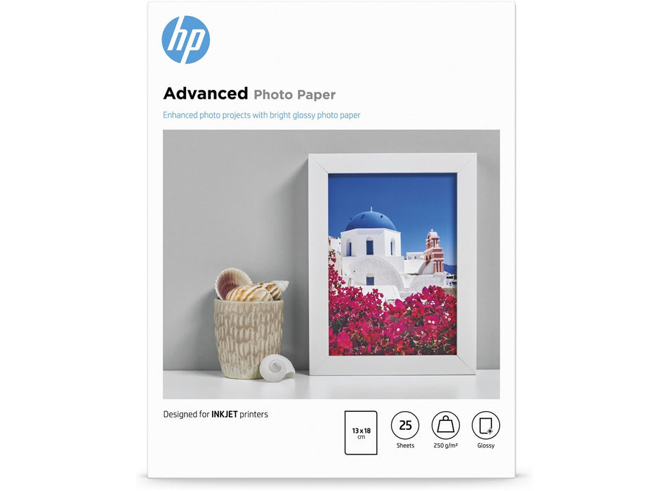 HP Advanced Glossy Photo Paper-25 sht/13 x 18 cm Borderless