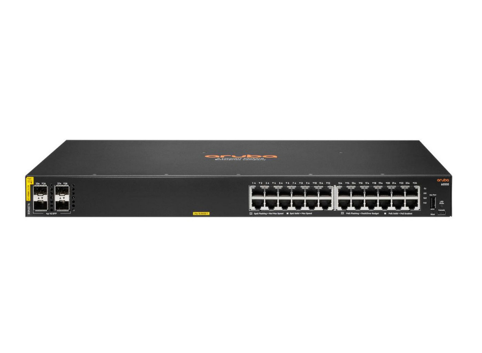 HPE Aruba 6000 24G Class4 PoE 4SFP 370W Switch | R8N87A#ABB