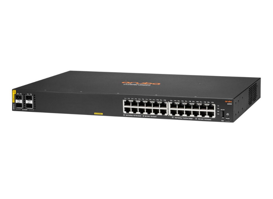 HPE Aruba 6000 24G Class4 PoE 4SFP 370W Switch | R8N87A#ABB