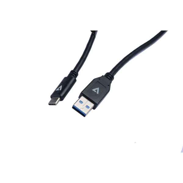 V7 USB A Male to USB-C Male Cable USB 3.2 Gen2 10 Gbps 3A 1m/3.3ft Black - V7U3.1AC-1M-BLK-1E