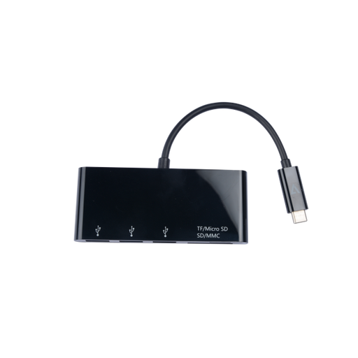 V7 USB-C Male to 3 x USB A Female, Micro SD, SD/MMC USB 3.2 Gen1 5 Gbps Black - V7UC3U-HUB-BLK-1E