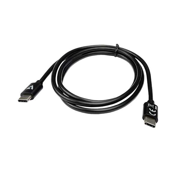 V7 USB-C Male to USB-C Male Cable USB 2.0 480 Mbps 3A 1m/3.3ft Black - V7USB2C-1M