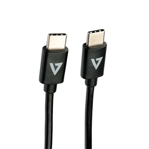 V7 USB-C Male to USB-C Male Cable USB 2.0 480 Mbps 3A 2m/6.6ft Black - V7USB2C-2M