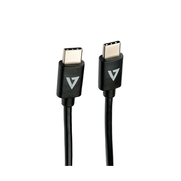 V7 USB-C Male to USB-C Male Cable USB 2.0 480 Mbps 3A 2m/6.6ft Black - V7USB2C-2M