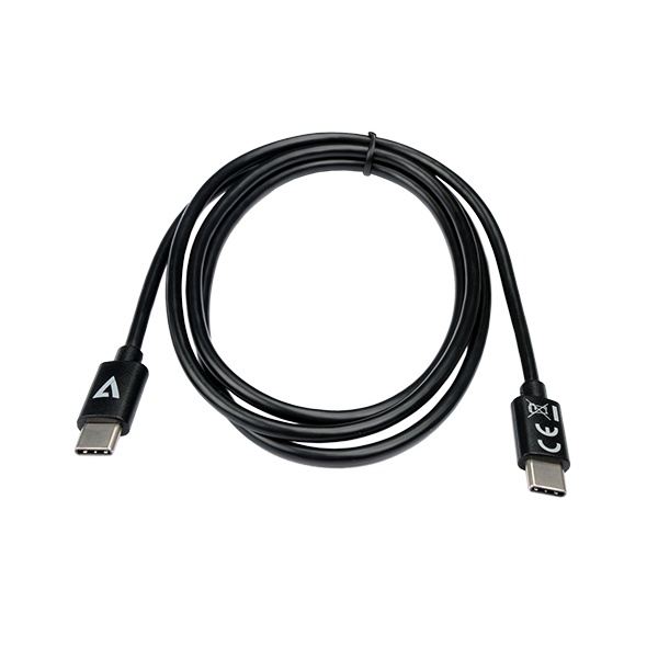 V7 USB-C Male to USB-C Male Cable USB 2.0 480 Mbps 3A 1m/3.3ft Black - V7USB2C-1M