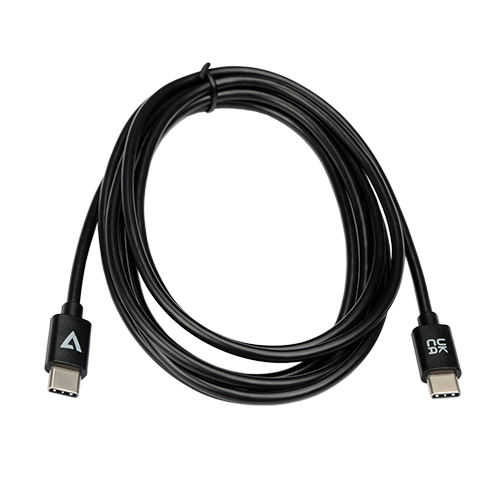 V7 USB-C Male to USB-C Male Cable USB 2.0 480 Mbps 3A 2m/6.6ft Black - V7USB2C-2M