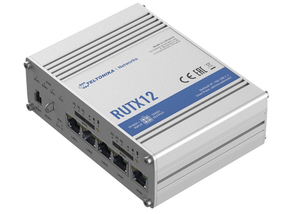 Teltonika Networks RUTX12 Dual LTE CAT 6 Industrial Cellular Router | RUTX12000000