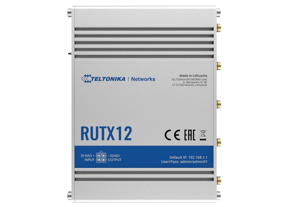 Teltonika Networks RUTX12 Dual LTE CAT 6 Industrial Cellular Router | RUTX12000000