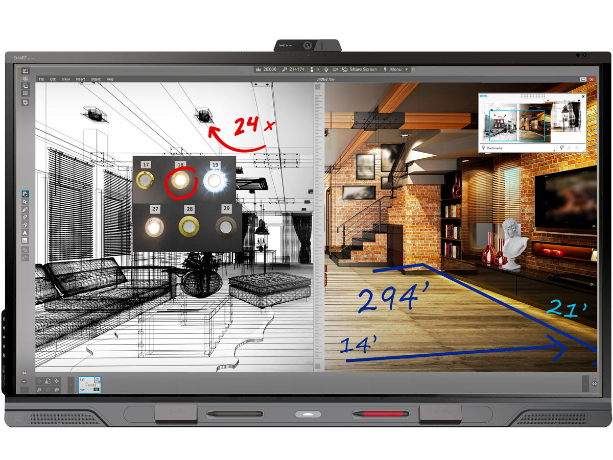 SMART Board SBID-QX286-P 86” QX Pro Interactive Display With Smart Meeting Pro Interactive Touchscreen Display Smart