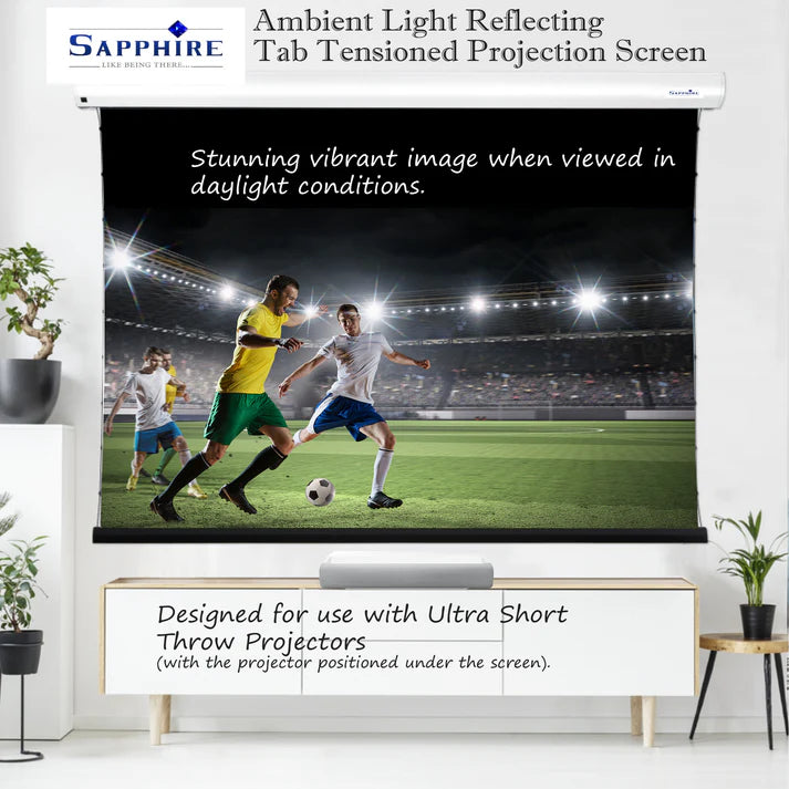 Sapphire 2.2m 16:9 Ambient Light Tab Tension Electric Screen | SETTS221WSF-ALR Projector Accessories Sapphire