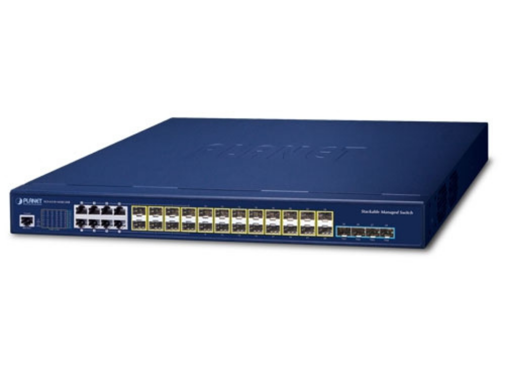 Planet L3 16-Port 100/1000X SFP + 8-Port Gigabit TP/SFP + 4-Port 10G SFP+ Stackable Managed Switch (Dual 100~240V AC) Network Switch Planet