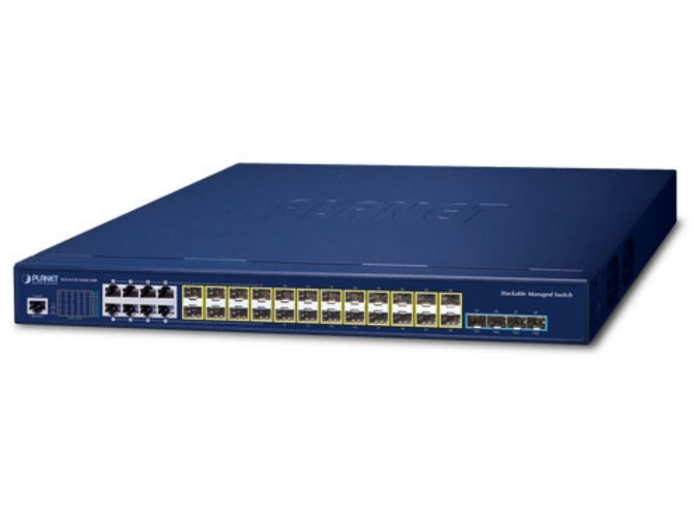 Planet L3 16-Port 100/1000X SFP + 8-Port Gigabit TP/SFP + 4-Port 10G SFP+ Stackable Managed Switch (Dual 100~240V AC) Network Switch Planet