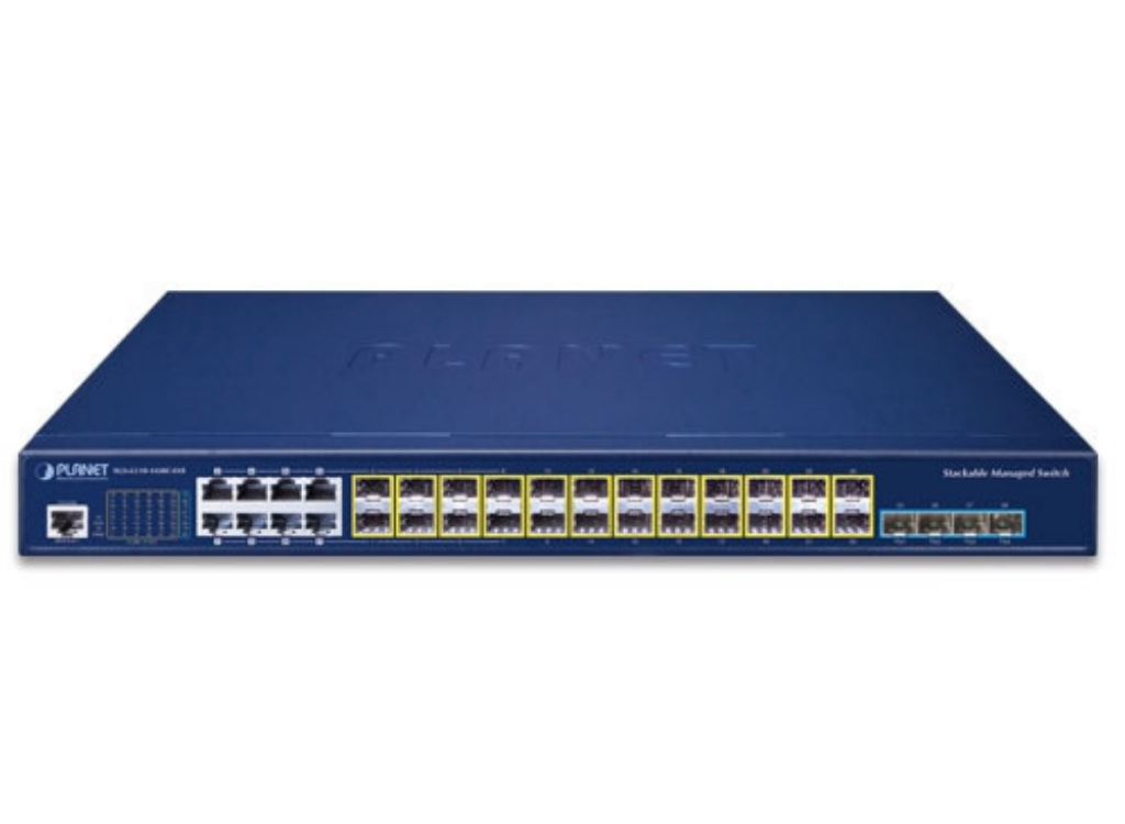Planet L3 16-Port 100/1000X SFP + 8-Port Gigabit TP/SFP + 4-Port 10G SFP+ Stackable Managed Switch (Dual 100~240V AC) Network Switch Planet