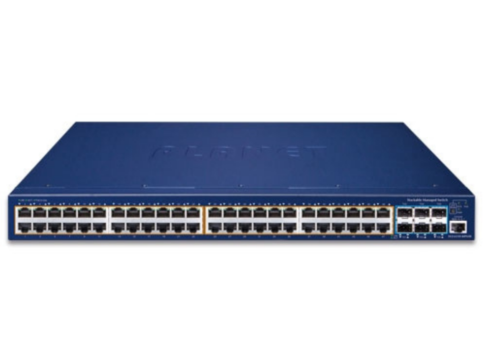 Planet 48-Port Gigabit PoE+ L3 Managed Switch with 6×10G SFP+ Uplinks | SGS-6310-48P6XR Network Switches Planet