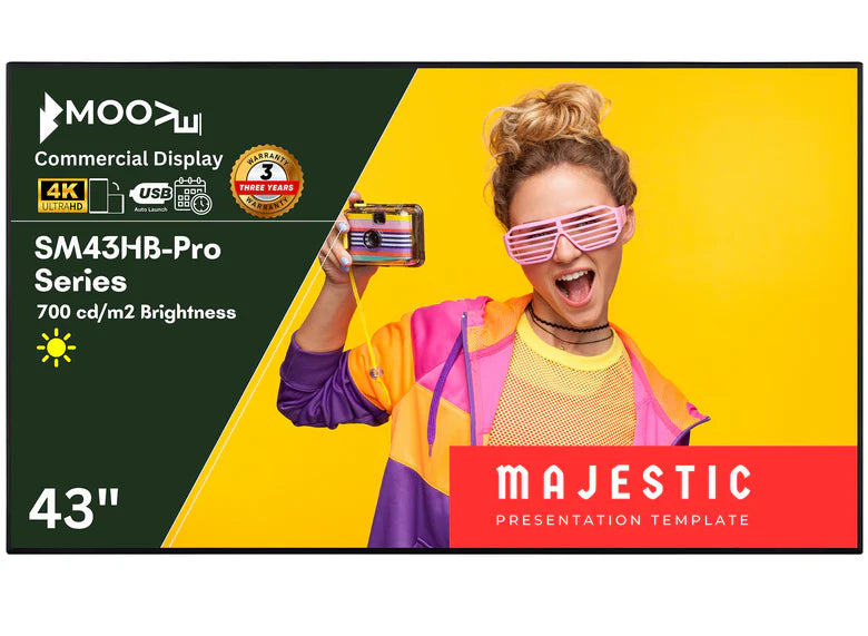 Moove 43 Inch High Brightness Digital Signage Display 700 cd/m² Android 14 - 4K Ultra HD Commercial Monitor High Brightness Digital Signage ScreenMoove Landscape USB Plug and Play