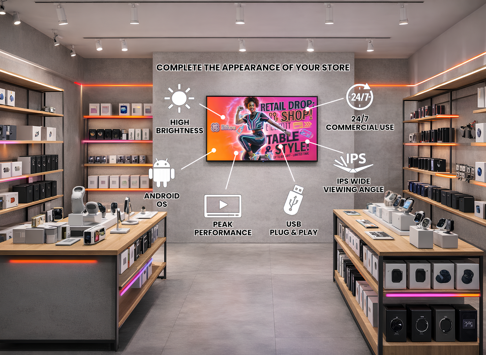 Moove SMB43D – 43" High Vibrance Android Advertising Display | 700 cd/m² Brightness High Brightness Digital Signage ScreenMoove