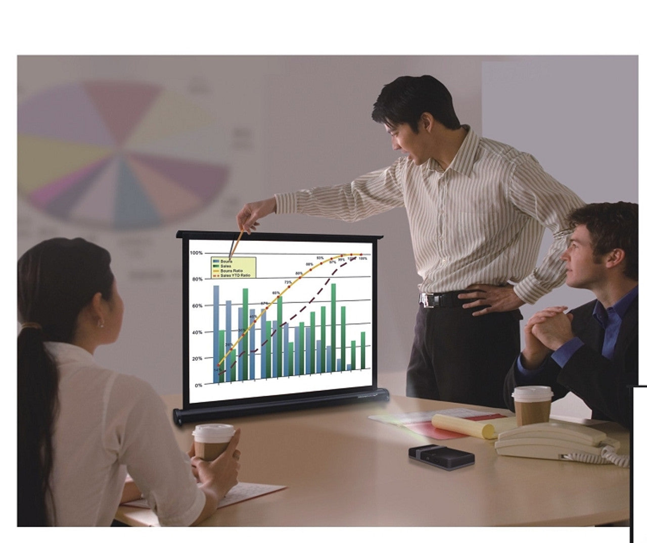 Sapphire SPPS1 127cm 50" 4:3 Diagonal Table Top Projection Screen Approx Case Projector Accessories Sapphire