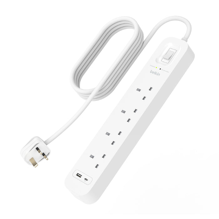 Belkin Surge Protector with USB-C and USB-A Ports (4 Outlet with 1 USB-C & 1 USB-A) | SRB001AF2M