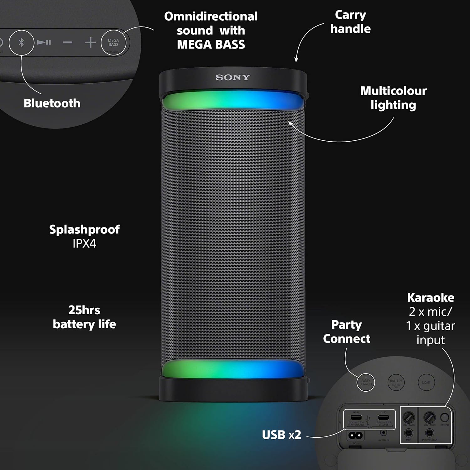Sony XP700 X-Series Portable Wireless Speaker | SRSXP700B.CEL Speaker Sony
