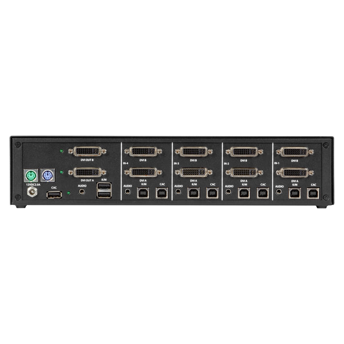 Black Box Secure KVM Switch, NIAP 3.0 Certified - Dual-Monitor, DVI-I, PS2, USB HID, Audio, CAC | SS4P-DH-DVI-UCAC