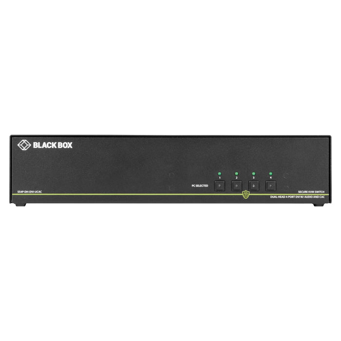 Black Box Secure KVM Switch, NIAP 3.0 Certified - Dual-Monitor, DVI-I, PS2, USB HID, Audio, CAC | SS4P-DH-DVI-UCAC