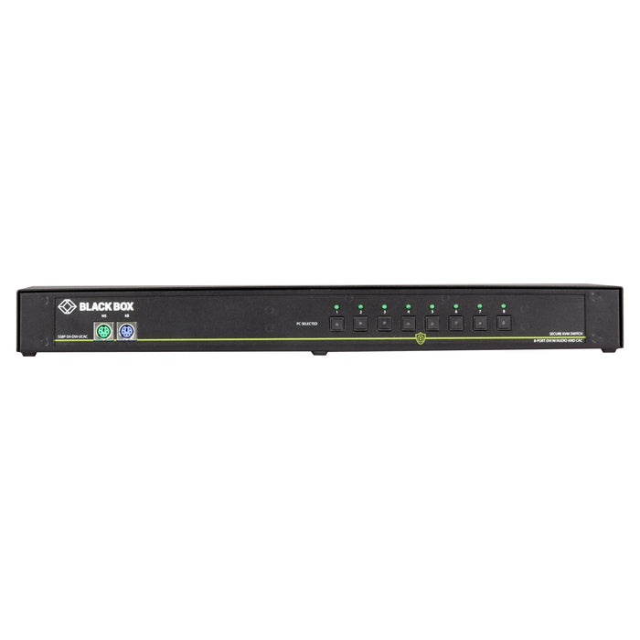 Black Box Secure KVM Switch, NIAP 3.0 Certified, Single-Monitor, DVI-I, PS2, USB, Audio, CAC | SS8P-SH-DVI-UCAC