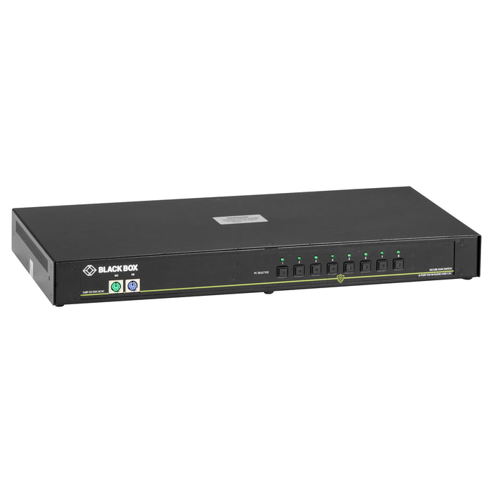 Black Box Secure KVM Switch, NIAP 3.0 Certified, Single-Monitor, DVI-I, PS2, USB, Audio, CAC | SS8P-SH-DVI-UCAC