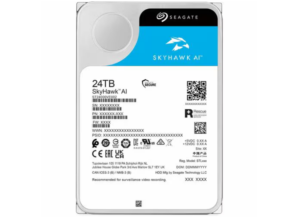 Seagate SkyHawk AI 24TB, 3.5" Internal Sata Hard Drive | ST24000VE002