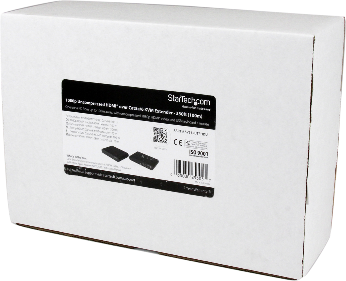 Startech USB HDMI over Cat 5e / Cat 6 KVM Console Extender w/ 1080p Uncompressed Video - 330ft (100m) AV Extender Startech