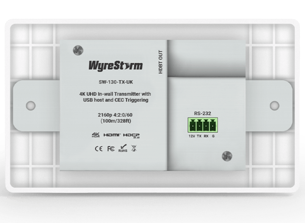 WyreStorm SW-130-TX-UK 3-Input In-wall HDBaseT Transmitter (2-gang UK) AV Extender WyreStorm