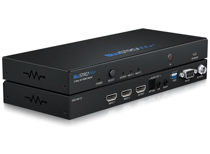 BluStream 2-Way 4K 60Hz HDMI Switch with Audio Out | SW21AB-V2 Matrix Switcher BluStream