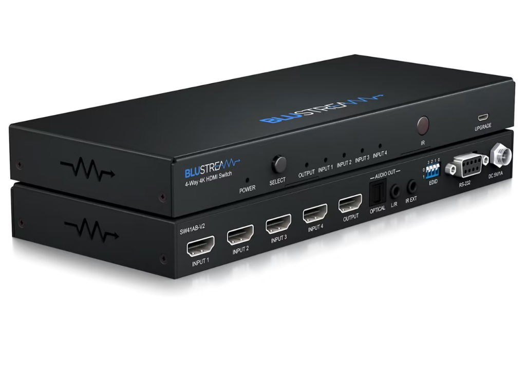 BluStream SW41AB-V2 4-Way 4K HDMI Switch Matrix Switcher BluStream