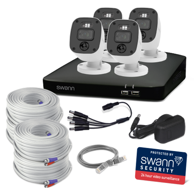 Swann Home 4 Camera 8 Channel 2K DVR 1TB HDD Security System with Mic | SWDVK-8468042KMQB-EU Video Surveillance Kit Swann