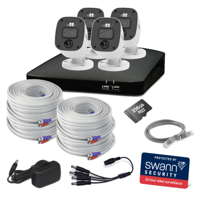 Swann Home 4 Camera 8 Channel 2K DVR 256GB SD Card Security System with Mic | SWDVK-8468542KMQB-EU Video Surveillance Kit Swann
