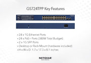 Netgear GS724TPP-100EUS 24-Port Gigabit Ethernet PoE+ Smart Switch Network Switch Netgear