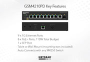 Netgear GSM4210PD-100EUS 8x1G PoE+ 110W 1x1G and 1xSFP Managed Switch Network Switch Netgear