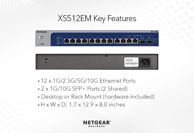 Netgear XS512EM-100EUS 12-Port 10G-Gigabit/Multi-Gigabit Ethernet Switch Network Switch Netgear